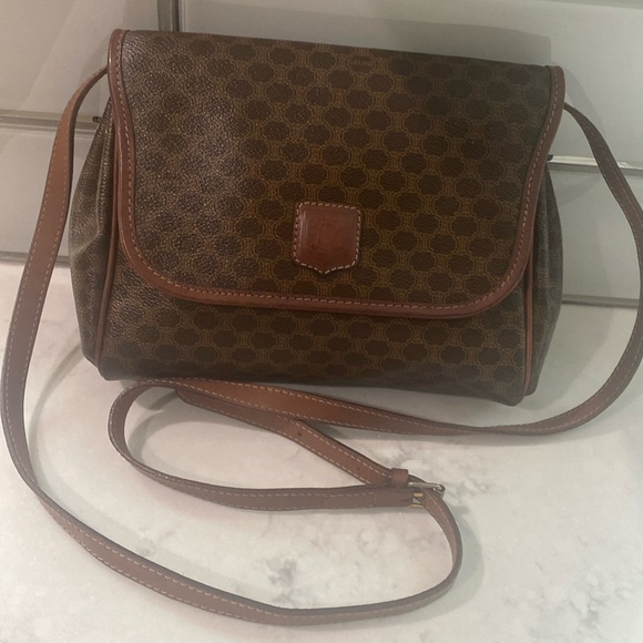 AS IS - CELINE Macadam Canvas Bag PVC Brown Authentic - Picture 1 of 16